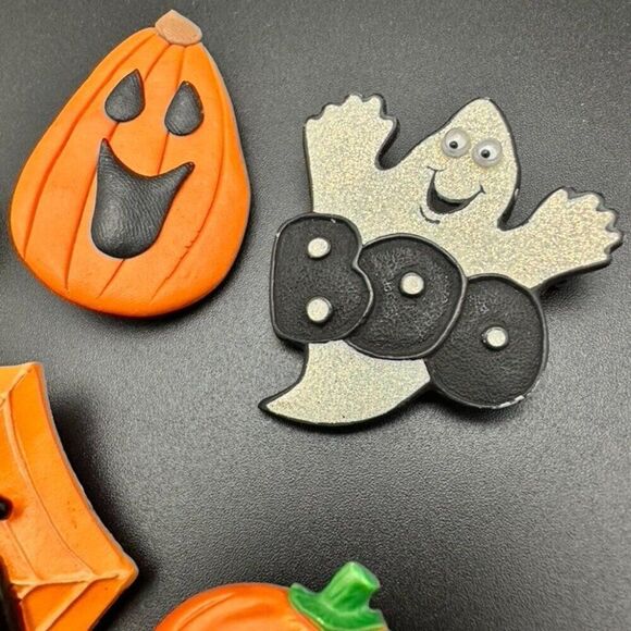 Fall Halloween Jackolantern Pumpkin Spider Ghost Boo Brooch Pin lot - Picture 4 of 5
